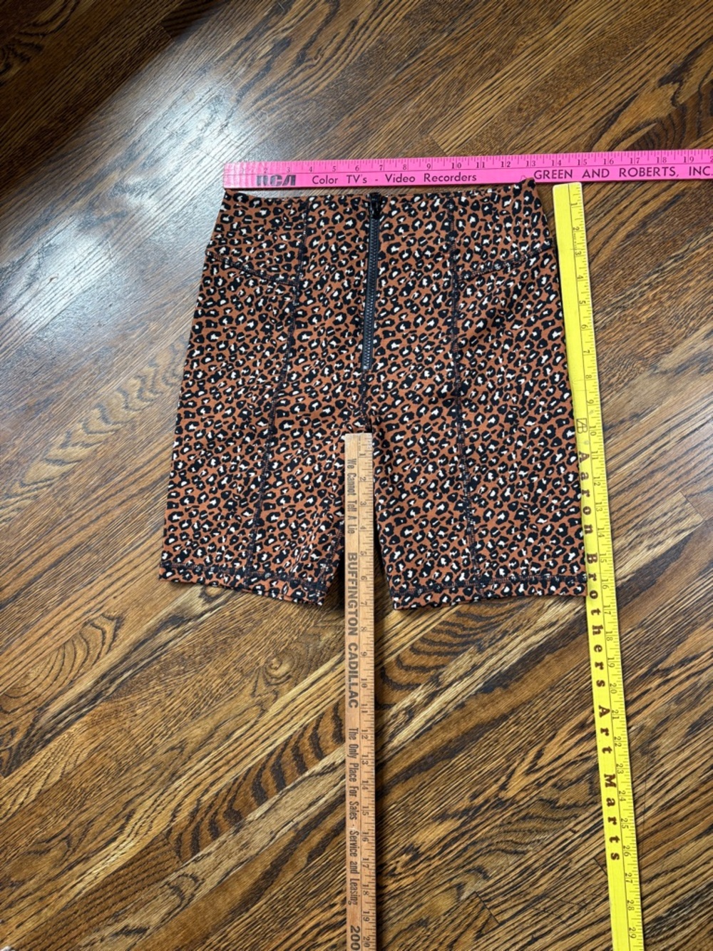Free People zip front leopard stretch jersey bike shorts size s